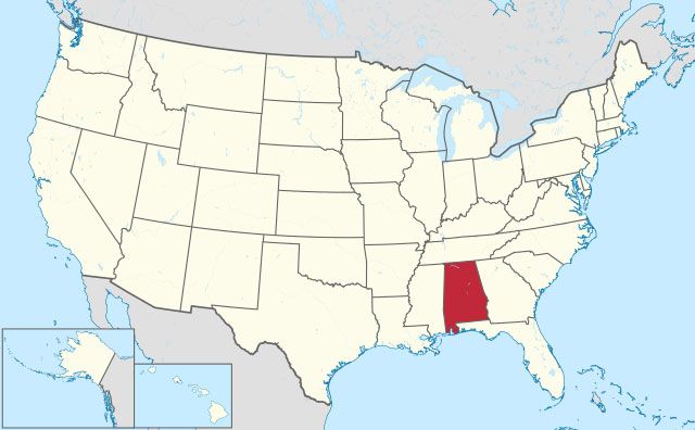 map of Alabama state in USA