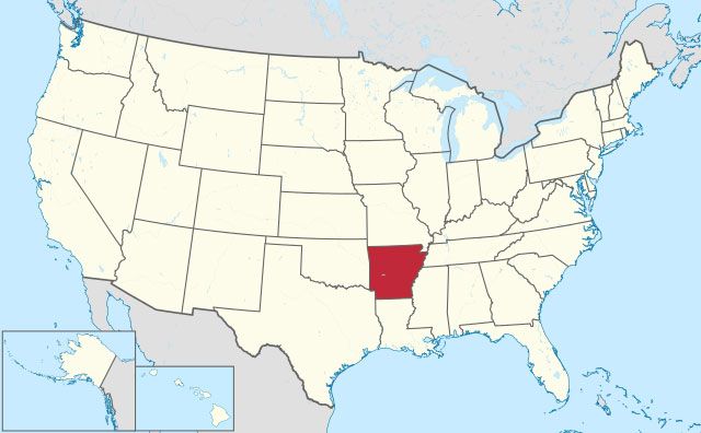 map of Arkansas state in USA