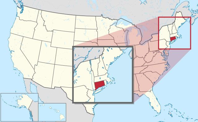 state of Connecticut map, USA