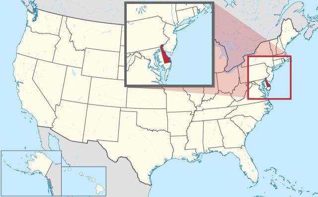 map of Delaware state in USA