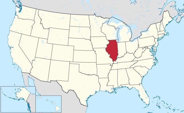 map of Illinois state in USA