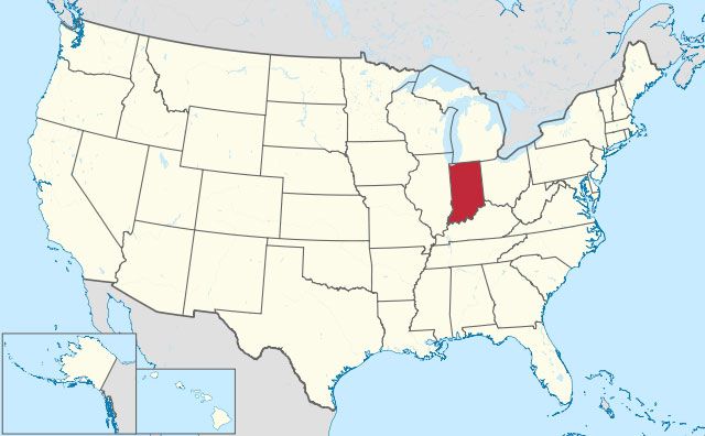 map of Indiana state in USA