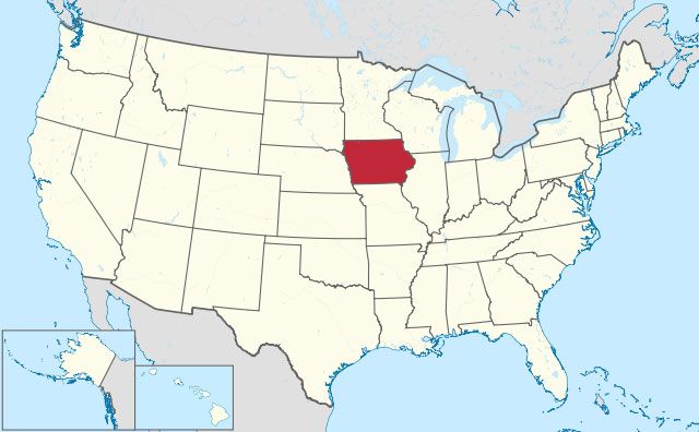 map of Iowa state in USA