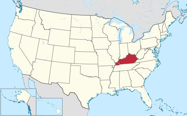 map of Kentucky state in USA