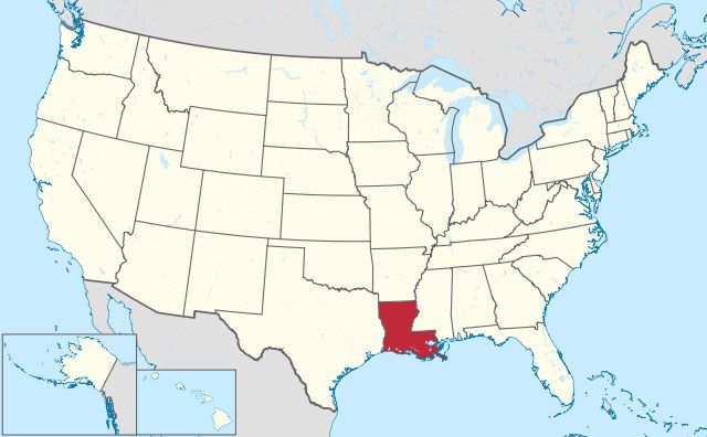 map of Louisiana state in USA