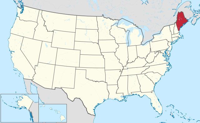 map of Maine state in USA