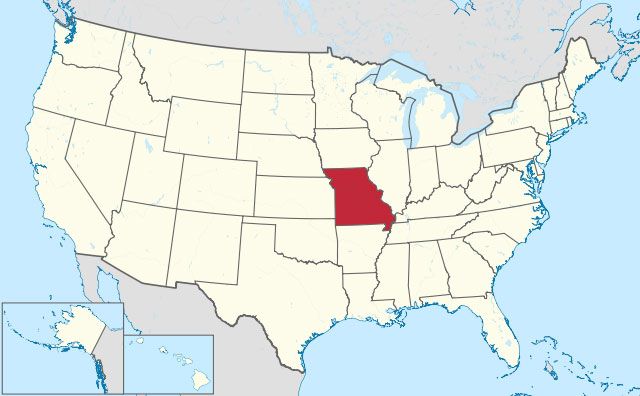 map of Missouri state in USA