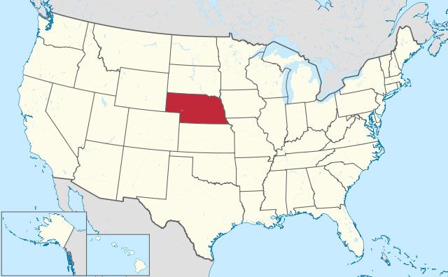 map of Nebraska state in USA