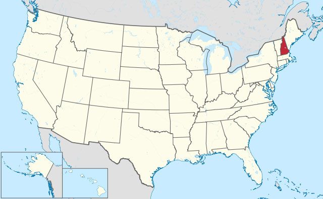 map of New Hampshire state in USA