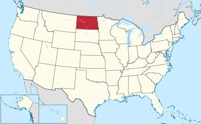 map of North Dakota state in USA