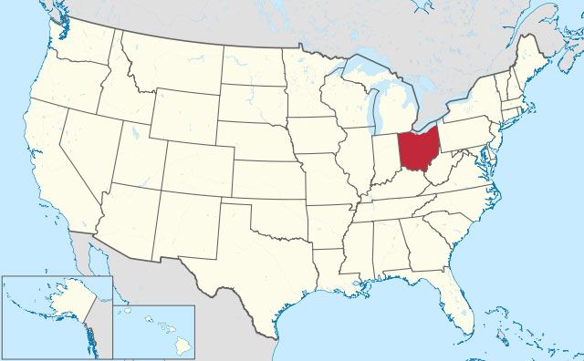 map of Ohio state in USA