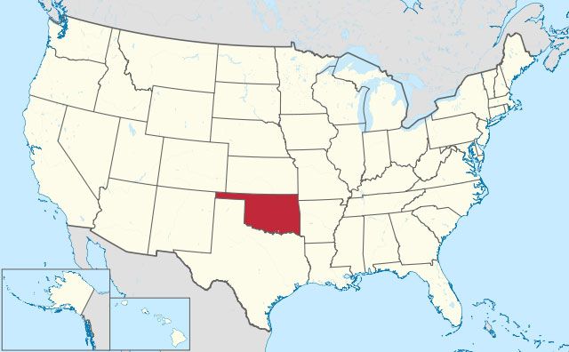 state of Oklahoma map, USA