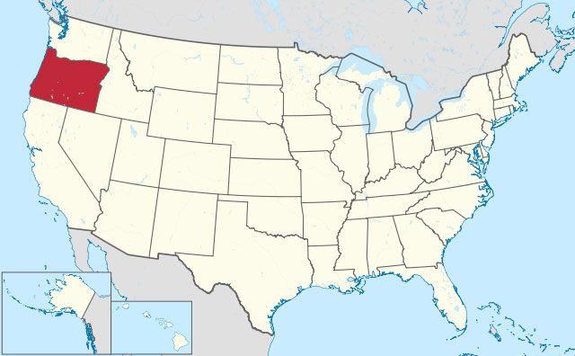 map of Oregon state in USA