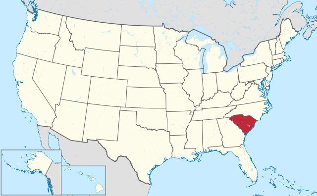 map of South Carolina state in USA