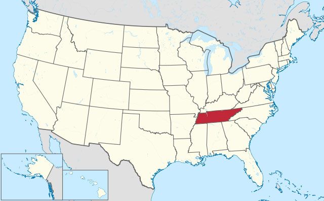 map of Tennessee state in USA