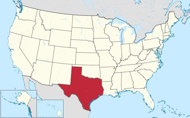 map of Texas state in USA