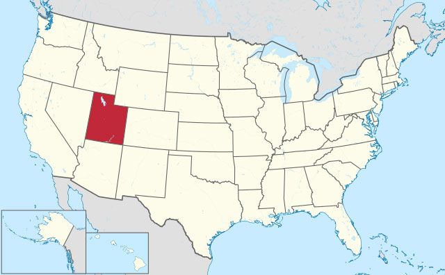 map of Utah state in USA