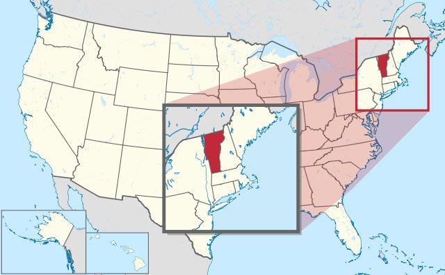 map of Vermont state in USA