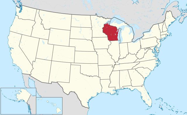 map of Wisconsin state in USA